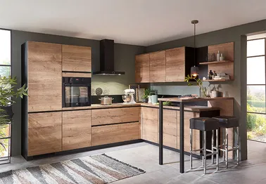 L-Küche mit Holzoptik L-Küche mit Holzoptik