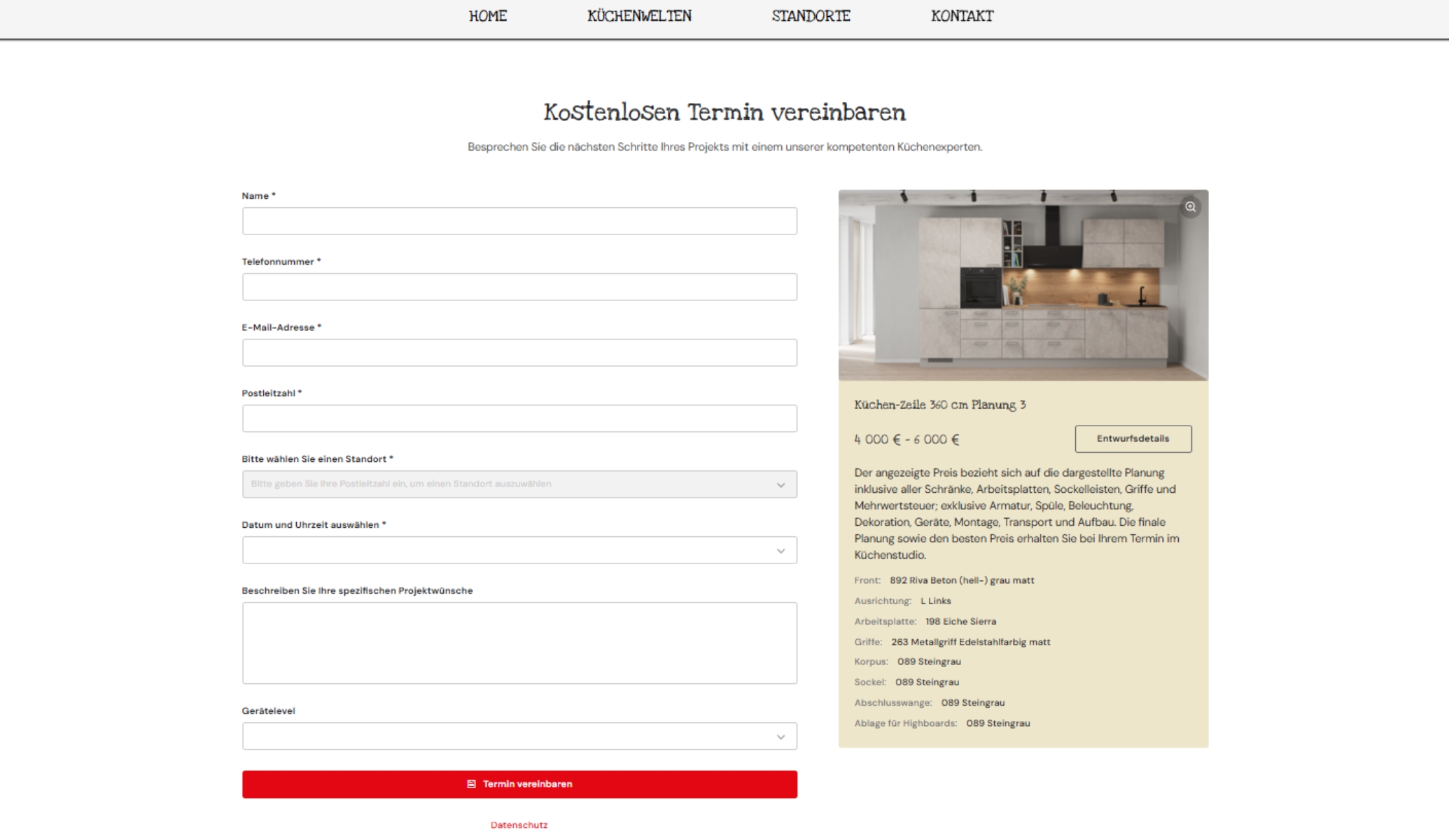 Vorschau Formular für Terminvereinbarung Vorschau Formular für Terminvereinbarung